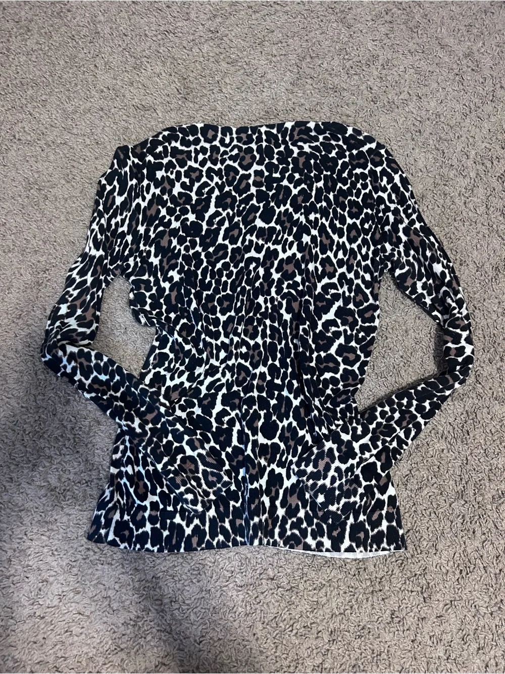 J. Crew Leopard Print Long Sleeve Top - Black, Brown & White